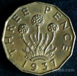 LaZooRo: Velika Britanija 3 Pence 1937 UNC b
