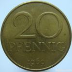 LaZooRo: Vzhodna Nemčija 20 Pfennig 1969 UNC
