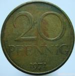 LaZooRo: Vzhodna Nemčija 20 Pfennig 1971 XF/UNC