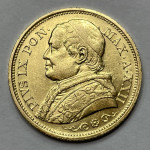 Zlatnik 20 Lire 1867. – PIVS IX PON. – MAX.A.XXIIR