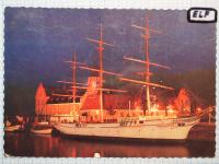 Razglednica HALMSTAD - ladja v pristanišču
