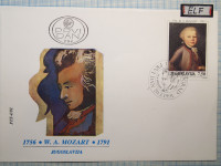 Kuverta - znamka - W.A. MOZART