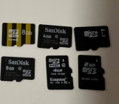 SD kartice: 8Gb, 4Gb, 2Gb + M2 spominske kartice