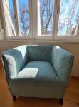 Fotelj - enosed z oblogo iz blaga modre barve
