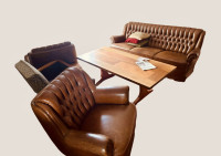 Kvalitetna retro sedežna garnitura iz pravega usnja (3+1+1)