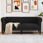 vidaXL Kavč dvosed Chesterfield črna tkanina
