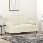 vidaXL Kavč dvosed z okrasnimi blazinami krem 120 cm žamet