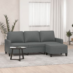 vidaXL Kavč trosed s stolčkom za noge temno siv 180 cm blago
