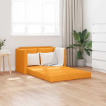 vidaXL Talni raztegljiv kavč 2 v 1 temno rumen 112x174x55 cm blago