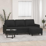 vidaXL Trosed s stolčkom za noge črn 180 cm blago