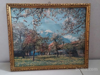 Slika 33x27, okvirjena, motiv gore in narava