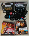 PS2/PS3 SINGSTAR paket: 2x žični mikrofon, 4x karaoke igra (ABBA,...)