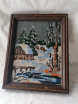Gobelin v lepem okvirju s steklom 17 x 21,5 cm