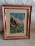 Gobelin v lepem okvirju s steklom 21,5 x 26 cm