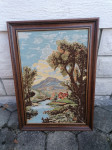 Gobelin v lepem okvirju s steklom 62 73 cm