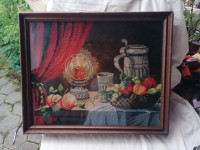 Gobelin v lepem širokem debelem okvirju s steklom 57 x 46,5 cm