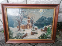 Gobelin v lepem širokem okvirju s steklom 60 x 45,5 cm
