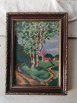 Gobelin v lepem starinskem okvirju s steklom 16 x 21 cm