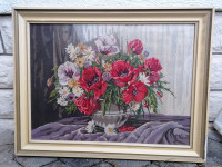 Gobelin v poškodovanem okvirju s steklom 84 x 65 cm