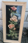 Gobelin v širokem debelem okvirju s steklom 28 x 52 cm