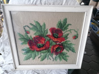 Gobelin v širokem debelem okvirju s steklom 67 x 51 cm