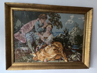 Gobelin PASTORALE v lesenem okviru s pozlato