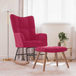 vidaXL Gugalni stol s stolčkom vinsko rdeč žamet