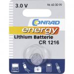 Gumbna baterija CR 1216 litijeva Conrad energy CR1216 25 mAh 3 V, 1 ko