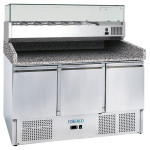 Hladilni pizza pult, 3 vrata/granit + nadgradnja L=1400mm