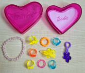Otroška Barbie škatla za nakit in dodatki prstani zapestnice