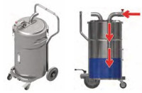 Ciklonski separator za sesanje vročega materiala, vodni filter