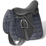 vidaXL Jahalno Sedlo Set 17,5" Pravo Usnje Črne Barve 18 cm 5-v-1