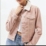 Roza corduroy jakna s puhom (št. M)