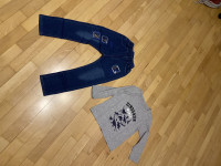 Jeans hlače in majčka dolgi rokav 5-6 let