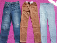 Jeans in mehke žametne dekliške hlače velikosti 140 oz. 9-10 let