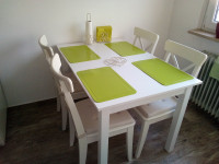 Jedilna miza 120 x 80 cm, bela, masivna