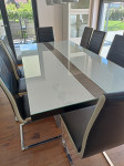 Prodam jedilno mizo (s steklom) + 8 stolov