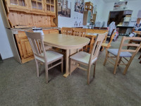 MIZA OVAL, DIMENZIJE 140X92+40 CM BUKEV + 6 STOLOV BUKEV-BEŠ