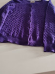 Ženska vijolična pletena jopa št. XXL  iz 100% merino volne