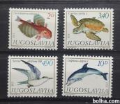 morske živali - Jugoslavija 1980 -Mi 1834/1837 -serija, čiste (Rafl01)