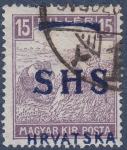SHS Hrvaška 1918 - provizorij na znamki 15 fil. z belimi številkami