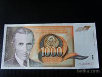 1000 DINARJEV 1990 - ZA (NADOMESTNA SERIJA)