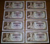 8 bankovcev 10 Din 1968, UNC z zaporednimi serijskimi številkami