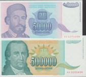 BANK.50000-AC,500000-AA DINARJEV (JUGOSLAVIJA) UNC.1993