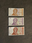 BANKOVCI HRVAŠKA 1, 5 in 10 DINARJEV 1991