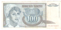 BANKOVEC   100 dinarjev  1992  Jugoslavija