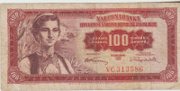 BANKOVEC 100 DINARJEV P69 -SH,VC (FRL JUGOSLAVIJA) 1955.VF