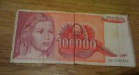 Bankovec za 100.000 dinarjev iz časa Jugoslavije prodam