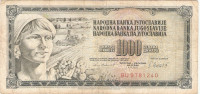 BANKOVEC  1000 dinarjev  1981  Jugoslavija