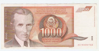 BANKOVEC  1000 dinarjev  1990  Jugoslavija